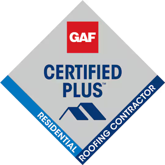 GAF Certified Plus Residential Roofing Contractor badge