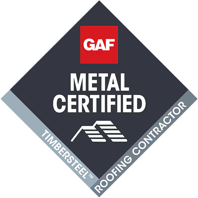 GAF Metal Certified Timbersteel Roofing Contractor badge